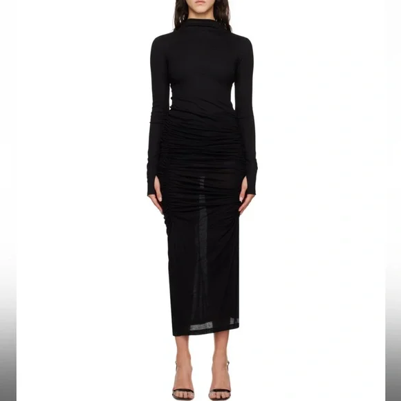 long sleeve dress ruched Ruched Velvet Long Sleeve Midi Dress  shopaleena